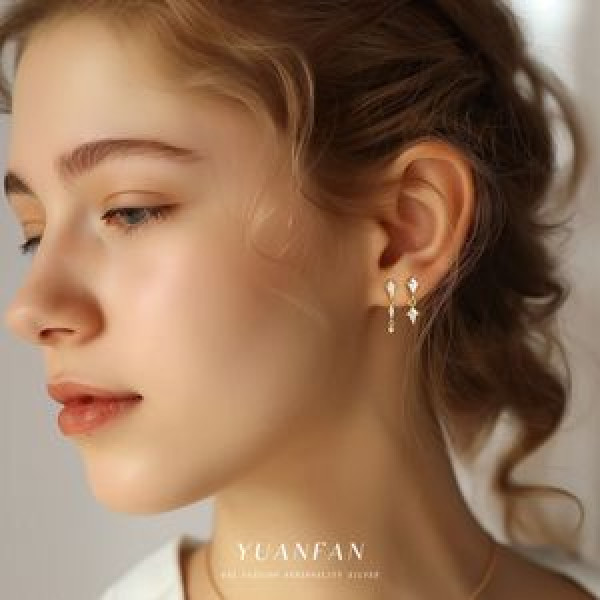 A45685 s925 sterling silver cubic zirconia stud fashion trendy earrings