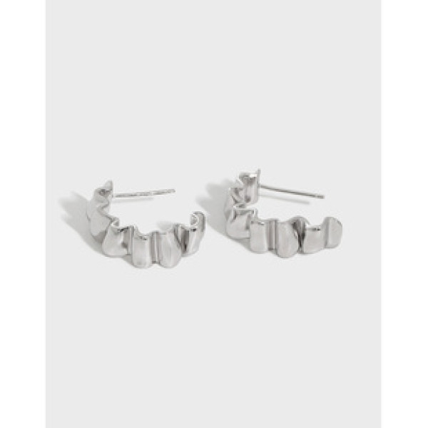 A37405 design vintage simple wrinkled silver stud earrings