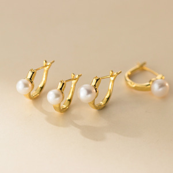A45657 s925 sterling silver trendy sweet fresh water pearl stud earrings