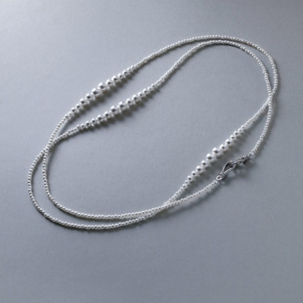 A42150 s925 sterling silver multilayer layered pearl necklace