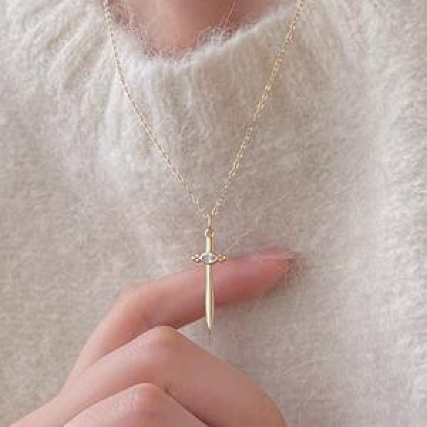 A46385 sterling silver cubic zirconia simple elegant necklace