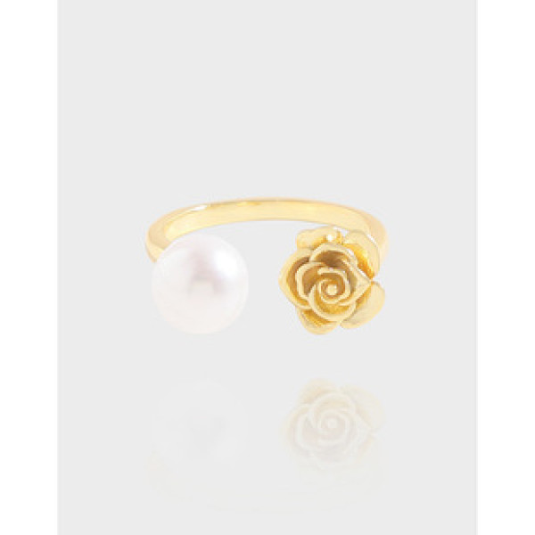 A40052 design rose pearl adjustable sterling silver s925 ring