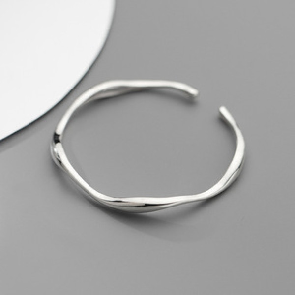 A34248 s925 sterling silver weave bangle trendy simple bracelet