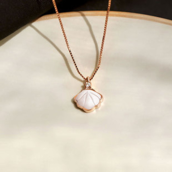 A40122 s925 silver trendy sweet elegant rhinestone shell necklace