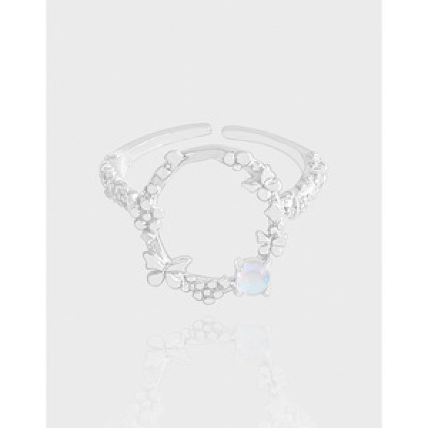 A43658 butterfly flower sterling silver s925 ring