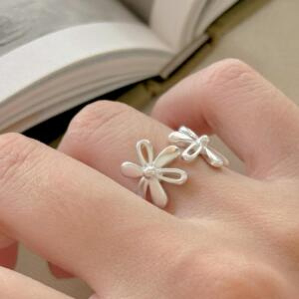 A44725 sterling silver daisy simple fashion adjustable ring