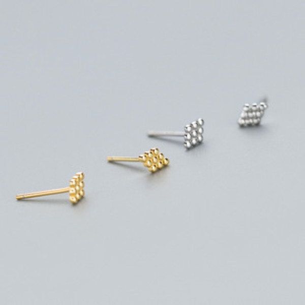 A43446 s925 sterling silver rhombic bead stud design simple earrings