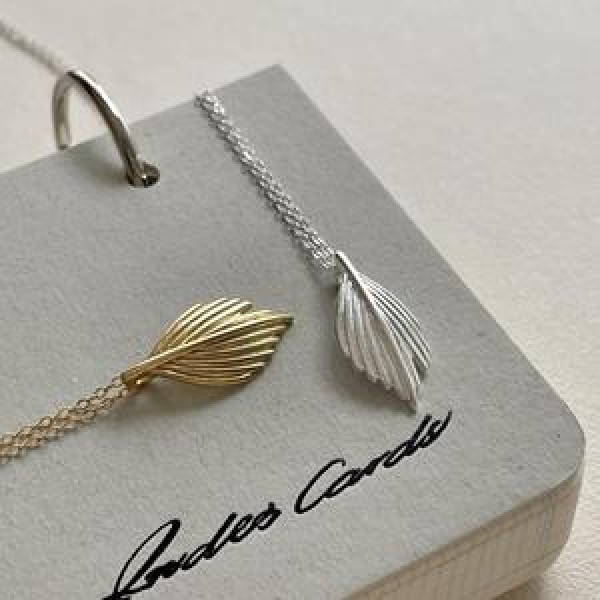 A46053 sterling silver leaf simple elegant necklace
