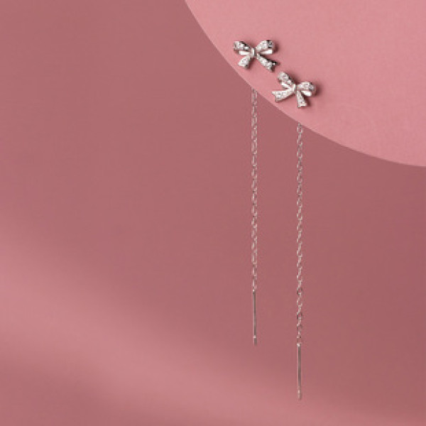 A38276 s925 sterling silver butterfly string sweet dainty long earrings