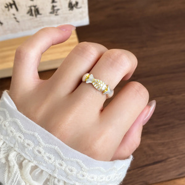 A45752 silver sweet dainty gold adjustable ring