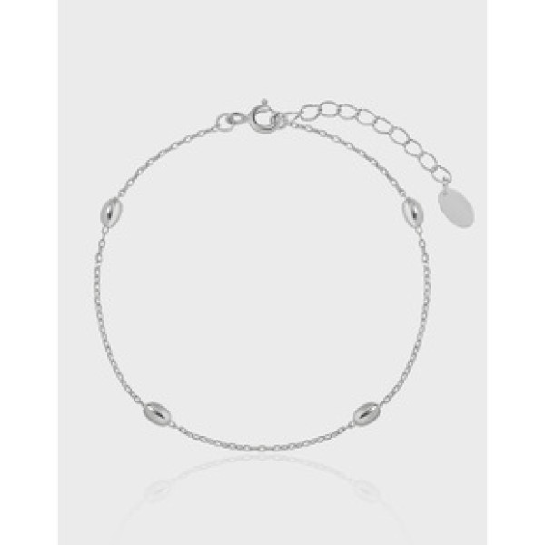 A38644 design geometric oval simple quality bead s925 sterling silver charm bracelet