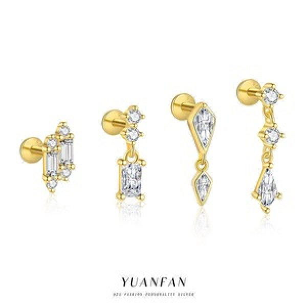 A45696 fashion s925 sterling silver cubic zirconia fringe stud simple trendy earrings