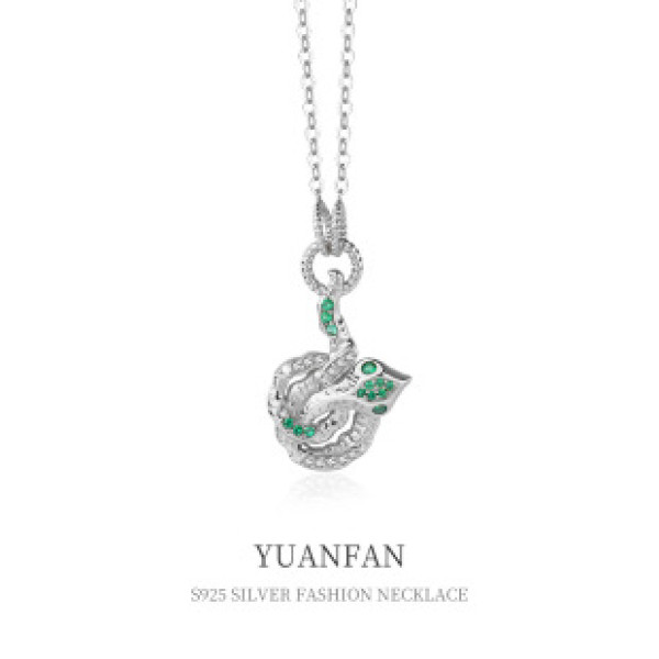 A37264 925 sterling silver serpent necklace