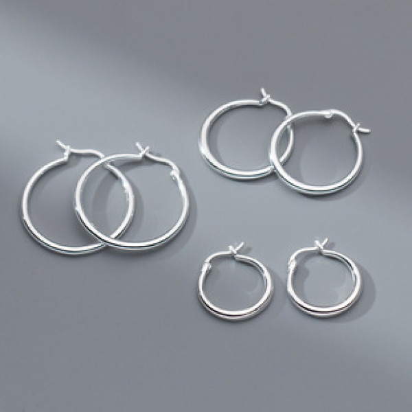 A41830 s925 sterling silver unique simple circle earrings