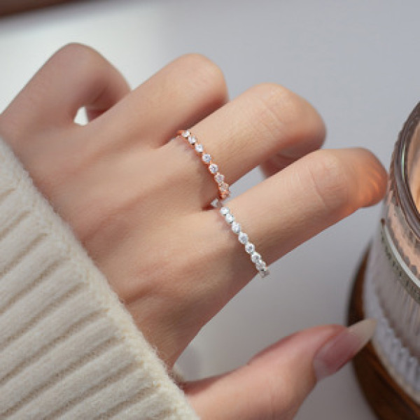 A38522 s925 sterling silver sweet rhinestone simulateddiamondring unique design elegant ring
