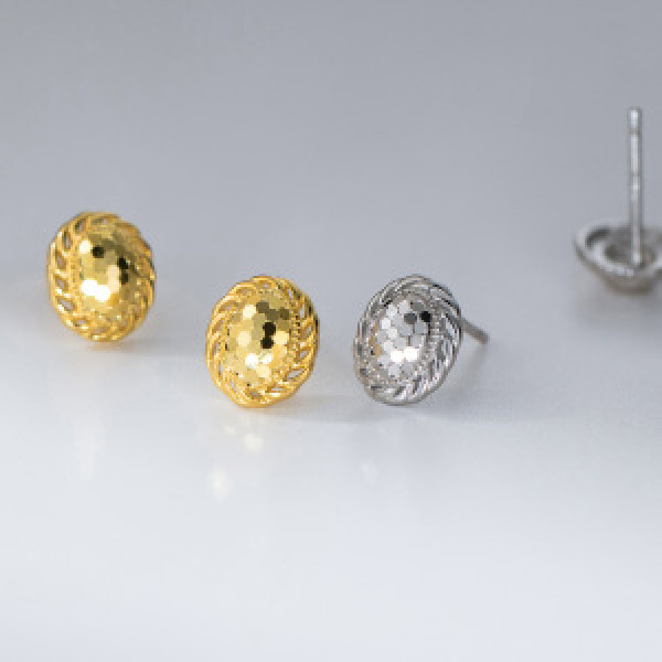 A46356 s925 silver simple oval twist stud earrings