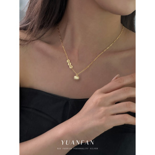 A43019 s925 sterling silver vintage ball dainty grade geometric pendant necklace