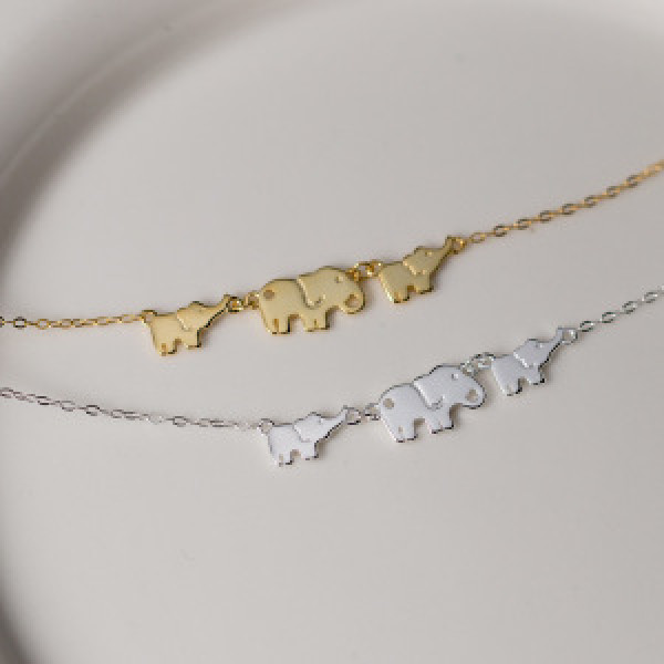 A43869 s925 sterling silver trendy sweet dainty elephant necklace