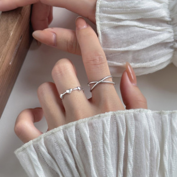 A39330 s925 sterling silver butterfly heart plate simple sweet ring