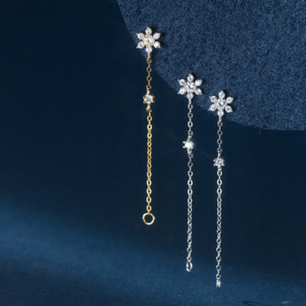 A38158 s925 sterling silver dainty rhinestone grade elegant long earrings