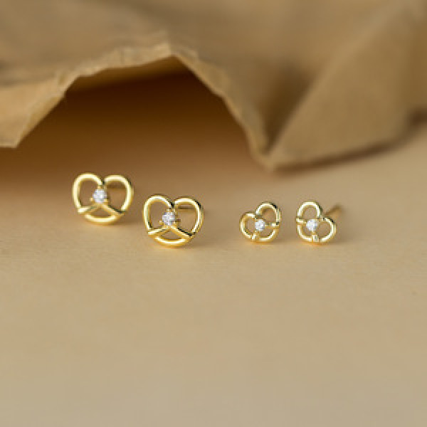 A44170 s925 sterling silver simple cute dainty rhinestone stud earrings
