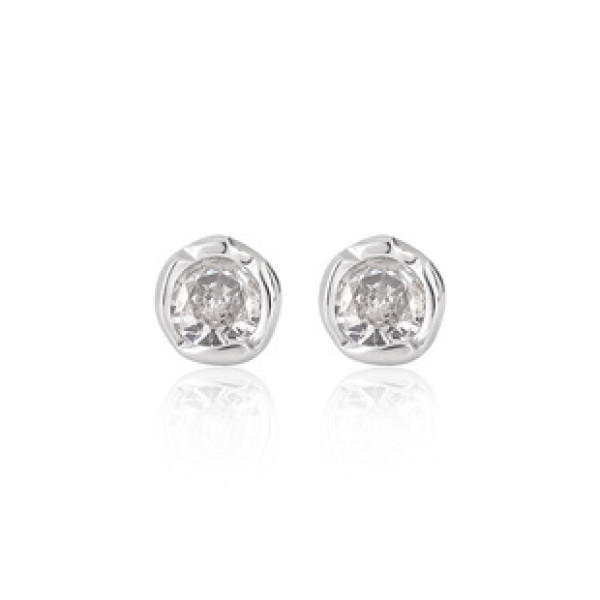 A43349 unique minimalist circle rhinestone s925 sterling silver stud earrings