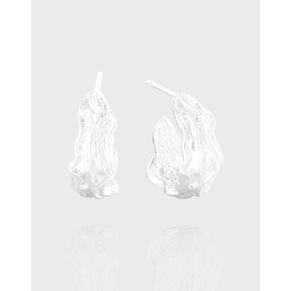 A41129 wrinkled stud sterling silver s925 earrings