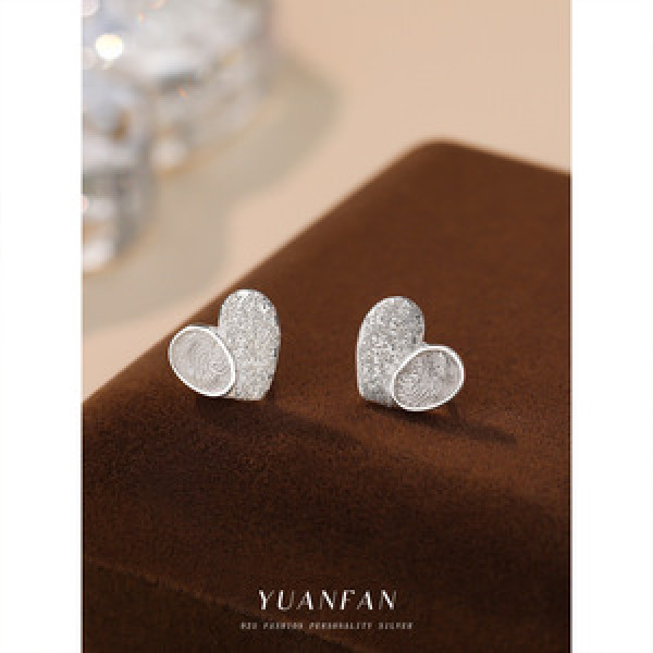 A43671 s925 sterling silver unique heart stud simple earrings