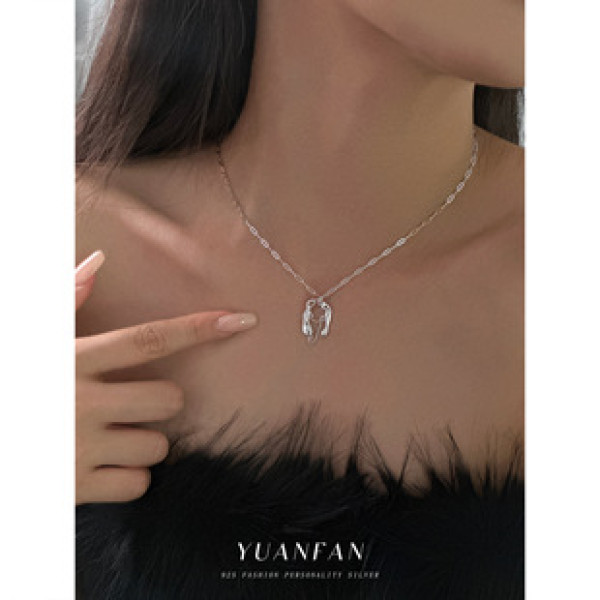 A43070 s925 sterling silver unique design gold metal geometric pendant necklace