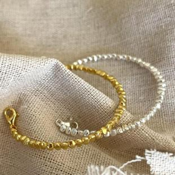 A37787 s925 sterling silver stone bangle simple geometric charm bracelet