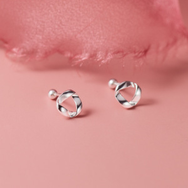 A44679 silver dainty simple triangle stud earrings