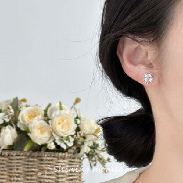 A42331 s925 sterling silver rhinestone stud trendy earrings