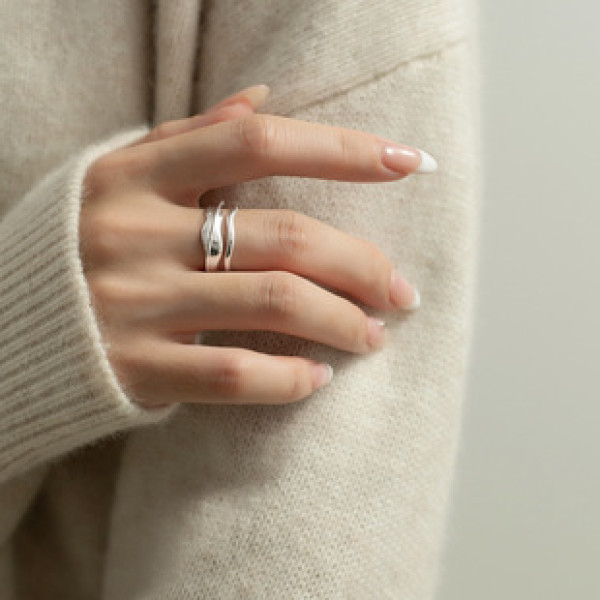 A37820 s925 silver elegant bar design adjustable ring
