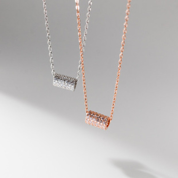 A42243 s925 sterling silver rhinestone geometric fashion necklace
