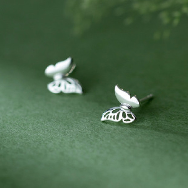 A41361 s925 sterling silver trendy butterfly stud sweet dainty earrings