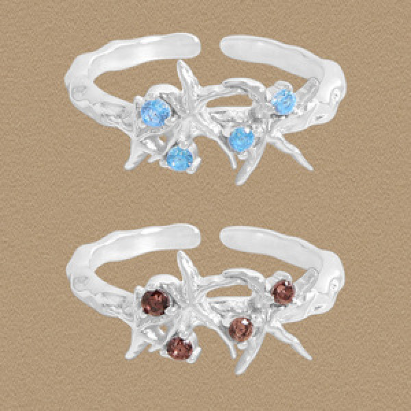 A45670 starfish sterling silver s925 gemstone ring