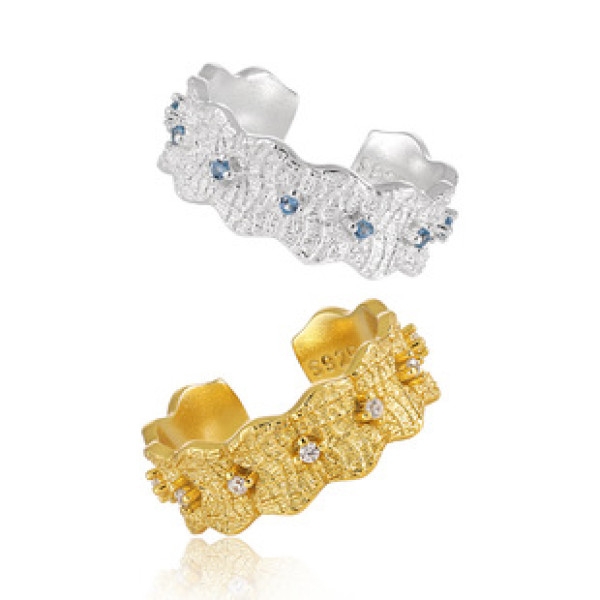 A43358 rhinestone s925 sterling silver adjustable ring