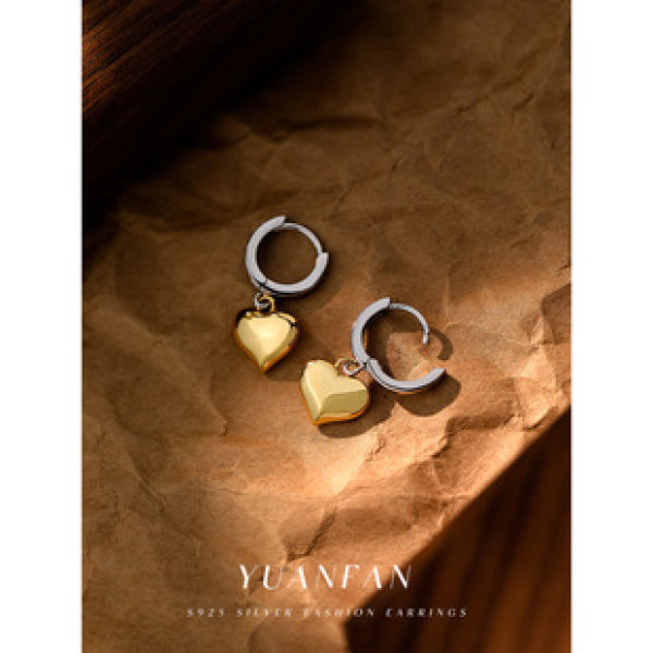 A41624 sterling silver unique design heart stud earrings