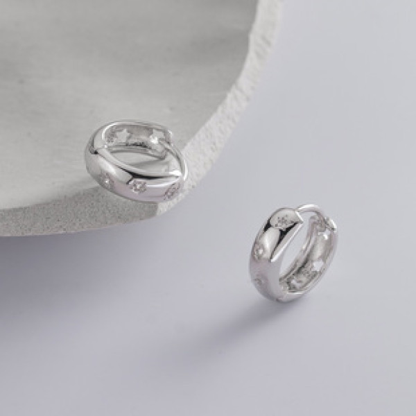 A39125 s925 sterling silver rhinestone stars hollowed design earrings