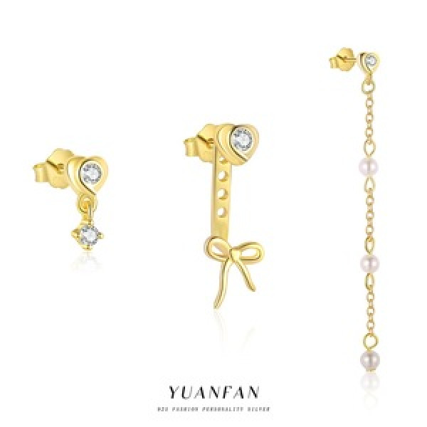 A45684 s925 sterling silver butterfly stud simple cubic zirconia earrings