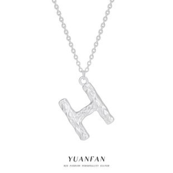 A43421 s925 sterling silver simple initial pendant choker necklace