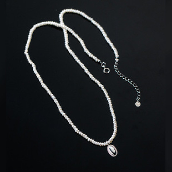 A32437 s925 sterling silver chic pearl oval pendant necklace