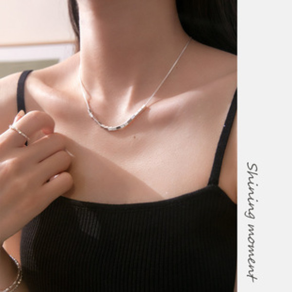 A39323 s925 sterling silver geometric square elegant unique design necklace