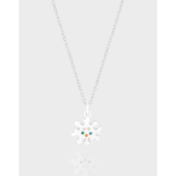 A40979 design colorful cubic zirconia floral sterling silver s925 necklace