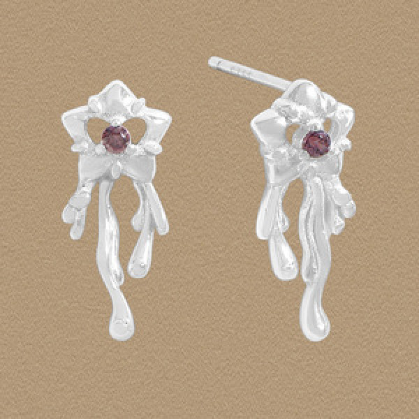 A45673 cubic zirconia heart stars stud sterling silver s925 earrings