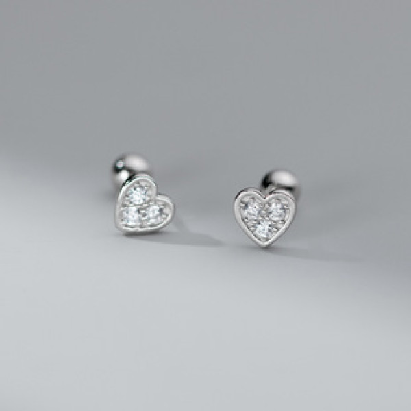 A39736 s925 sterling silver sparkling rhinestone elegant heartshape earrings