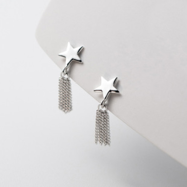 A39584 s925 sterling silver fringe stud elegant design earrings