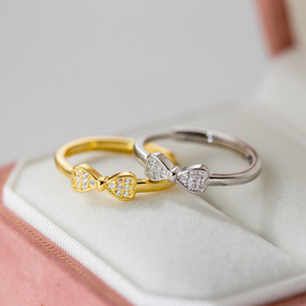 A45656 s925 sterling silver trendy sweet dainty rhinestone butterfly ring