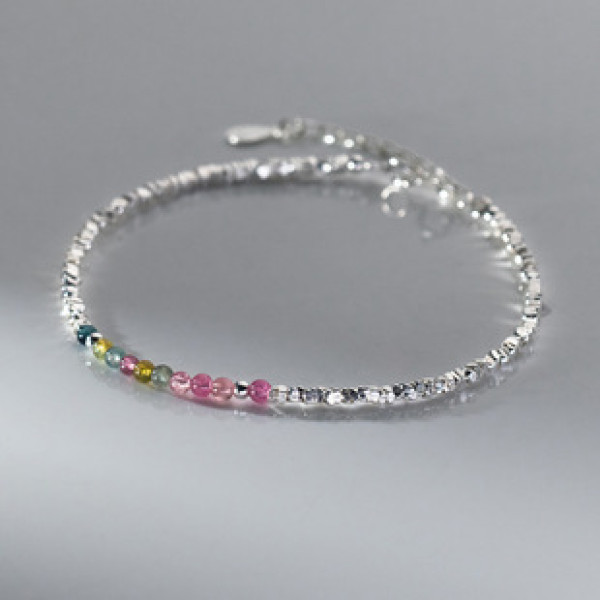 A39979 s925 sterling silver trendy tourmaline charm design elegant bracelet