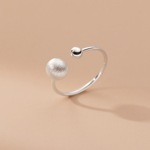 A39319 s925 sterling silver bead design adjustable ring